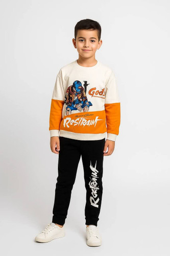 ست بلوز شلوار سفید نارنجی